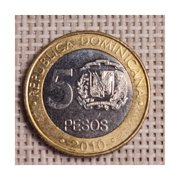 Dominican Republic 5 Pesos 2010 KM-89 VF