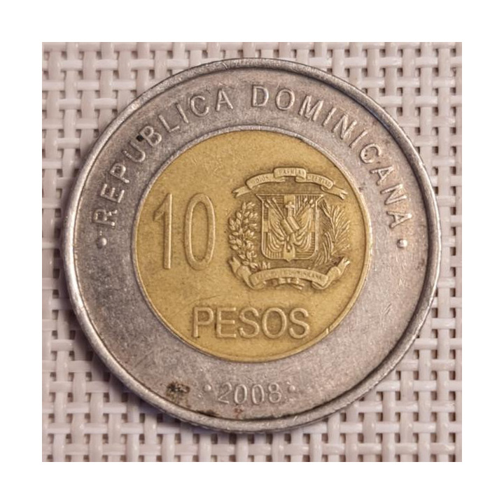 Dominican Republic 10 Pesos 2008 KM-106 VF