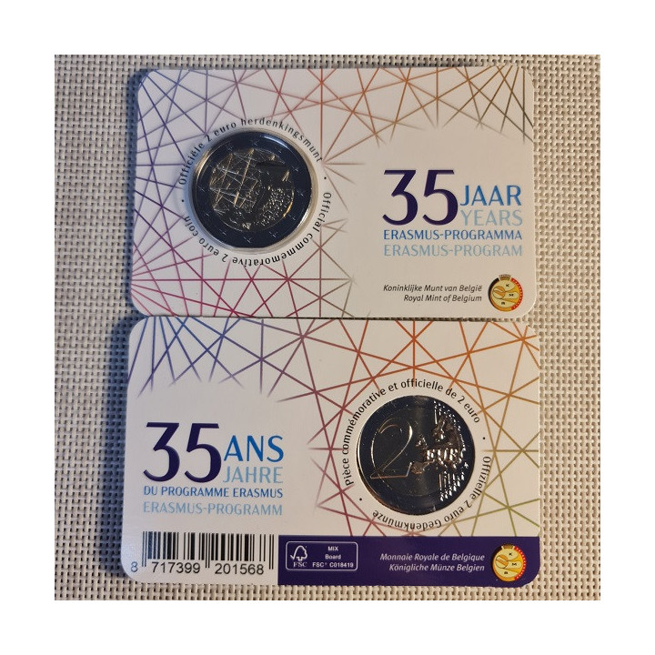 Belgium 2 Euro 2022 "Erasmus" BU (Dutch, Coin Card)