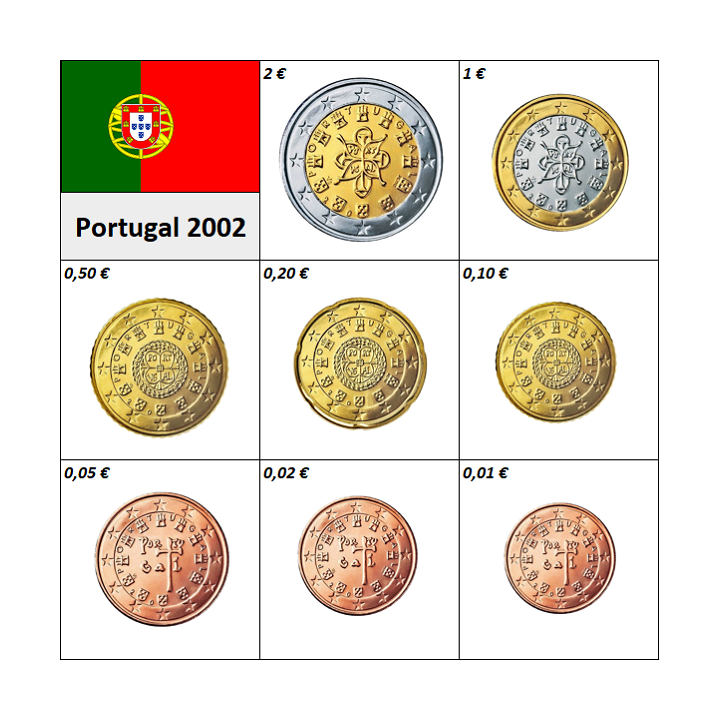 Portugal Euro Set (3,88€) 2002 UNC