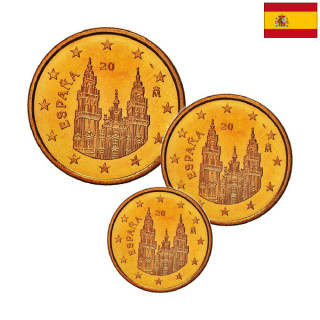 Spain 1, 2, 5 Euro Cents 2023 UNC