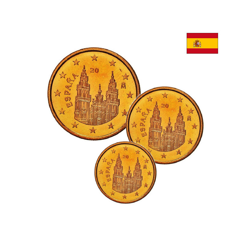Spain 1, 2, 5 Euro Cents 2023 UNC