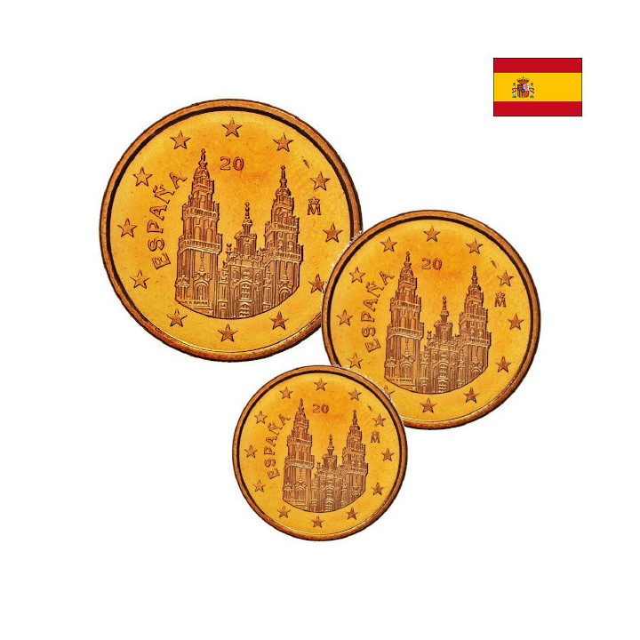 Spain 1, 2, 5 Euro Cents 2023 UNC