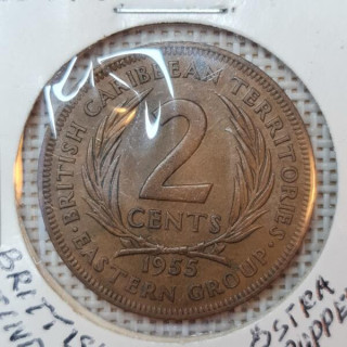 Eastern Caribbean 2 Cents 1955 KM-3 VF