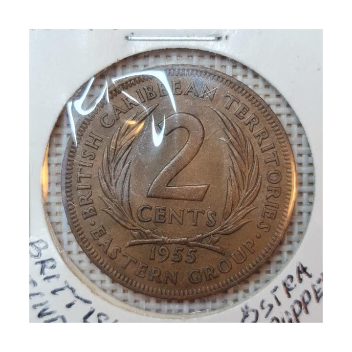 Eastern Caribbean 2 Cents 1955 KM-3 VF