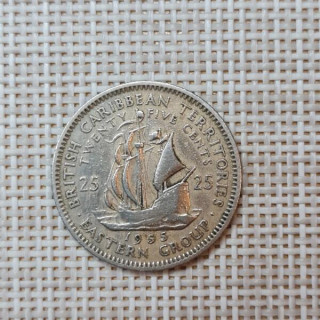 Eastern Caribbean 25 Cents 1955 KM-6 VF