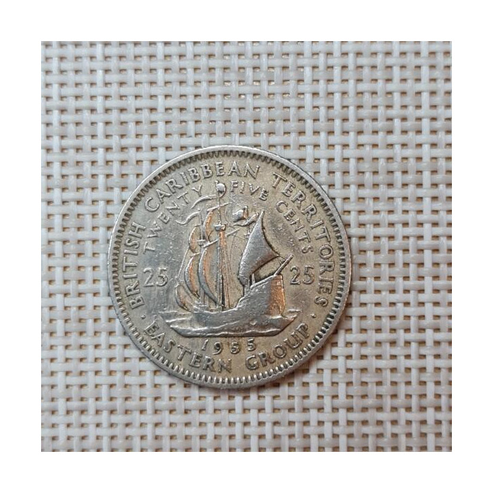 Eastern Caribbean 25 Cents 1955 KM-6 VF