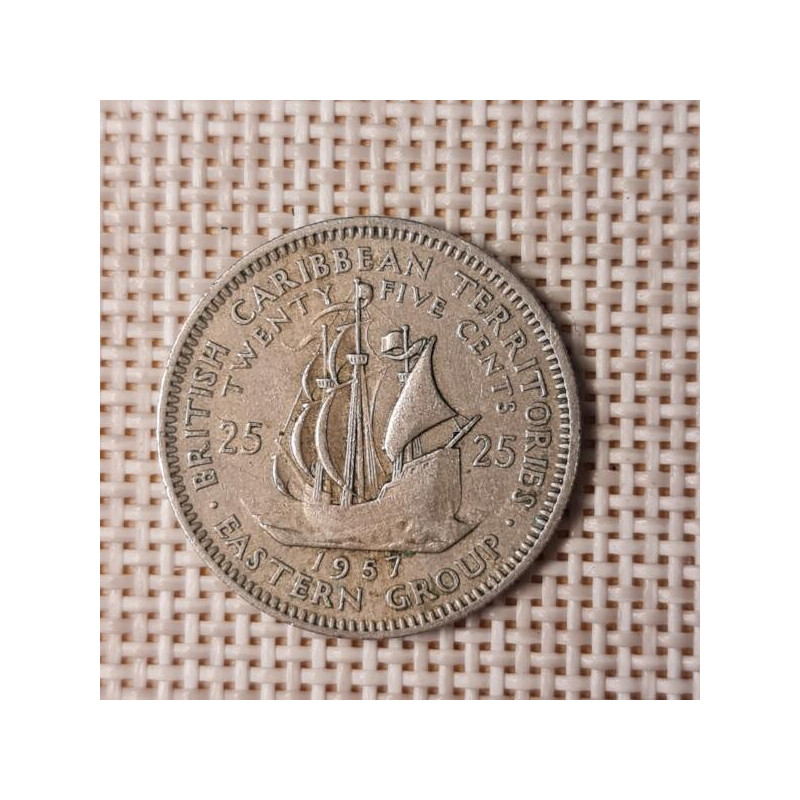 Eastern Caribbean 25 Cents 1957 KM-6 VF