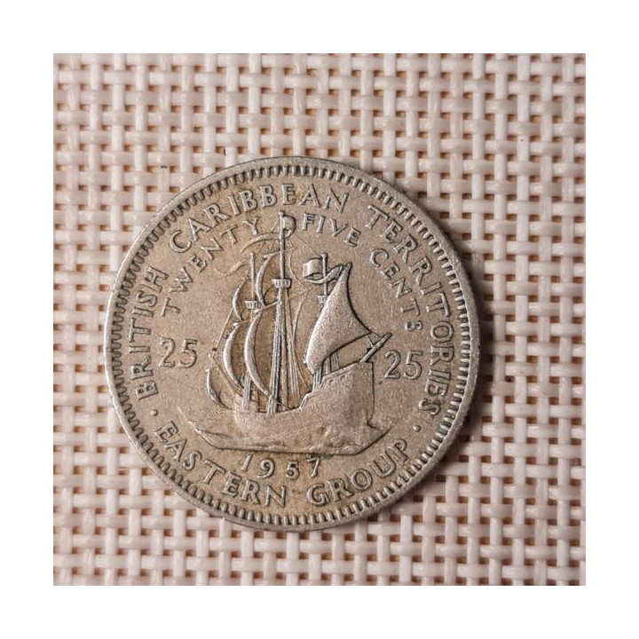 Eastern Caribbean 25 Cents 1957 KM-6 VF