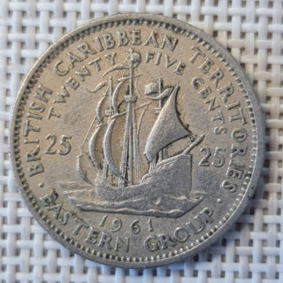 Eastern Caribbean 25 Cents 1961 KM-6 VF