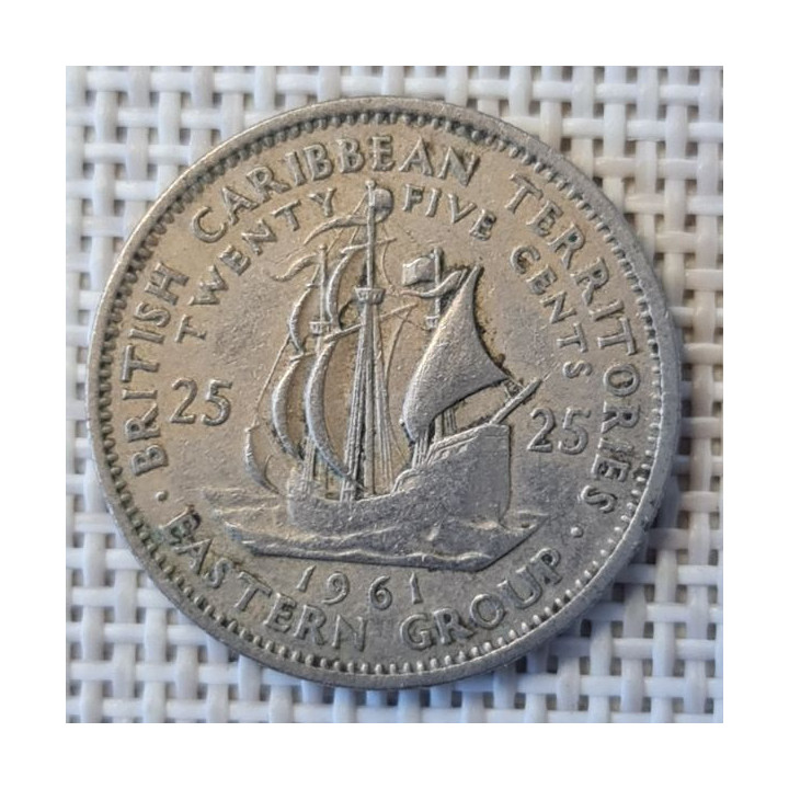 Eastern Caribbean 25 Cents 1961 KM-6 VF