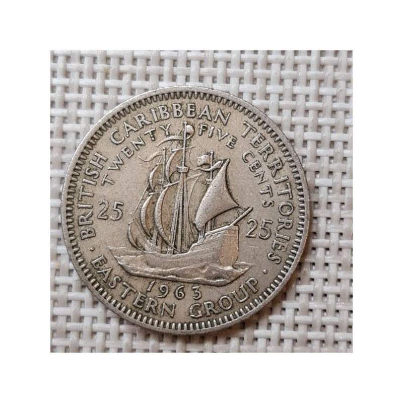 Eastern Caribbean 25 Cents 1963 KM-6 VF