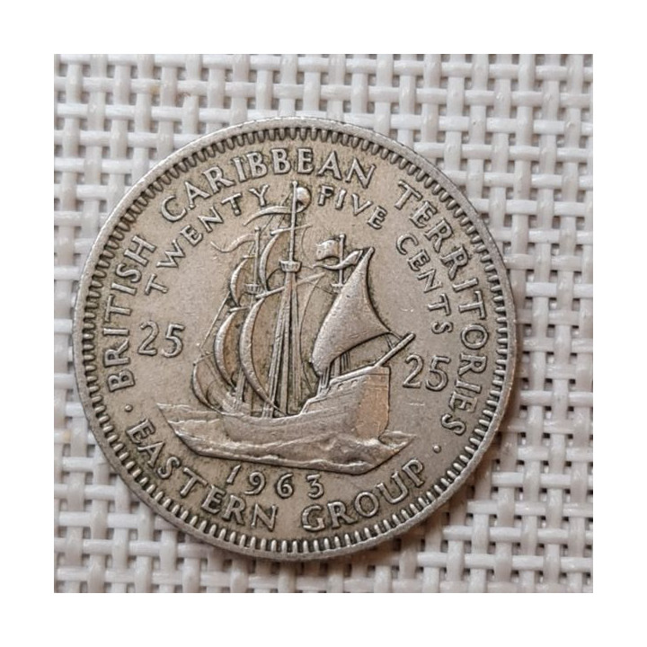 Eastern Caribbean 25 Cents 1963 KM-6 VF