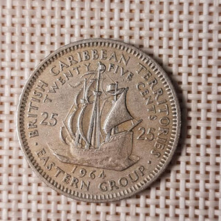 Eastern Caribbean 25 Cents 1964 KM-6 VF