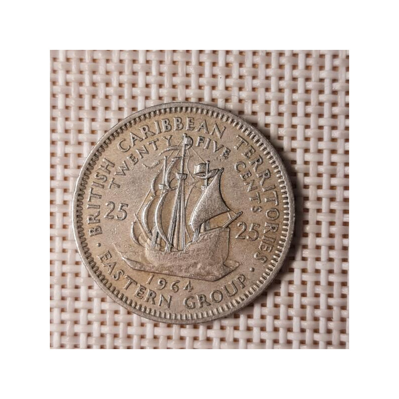 Eastern Caribbean 25 Cents 1964 KM-6 VF