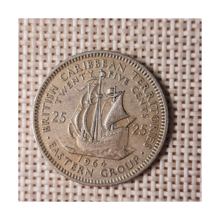 Eastern Caribbean 25 Cents 1964 KM-6 VF