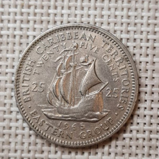Eastern Caribbean 25 Cents 1965 KM-6 VF