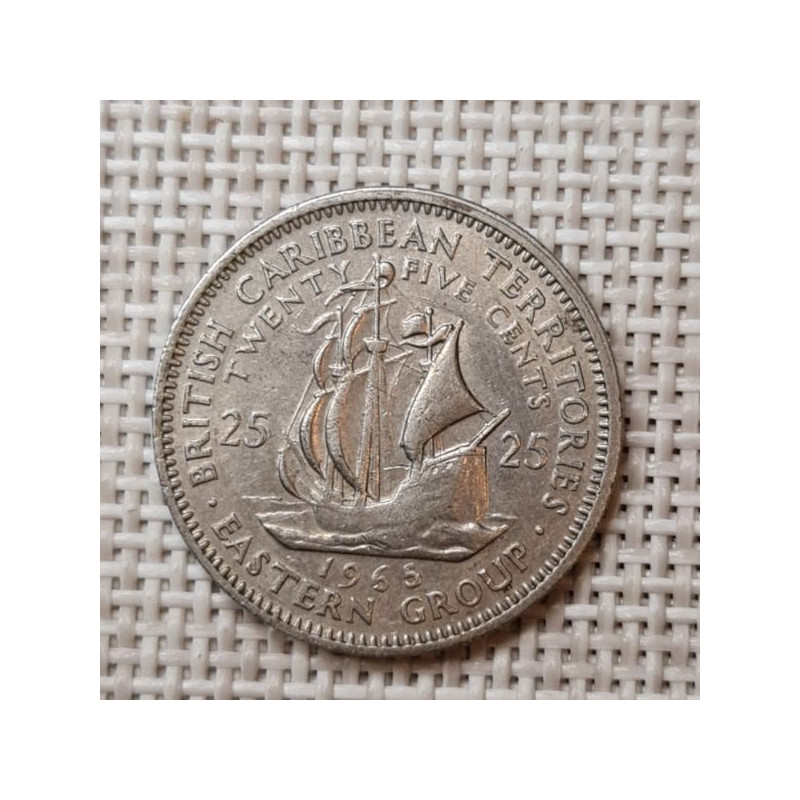 Eastern Caribbean 25 Cents 1965 KM-6 VF