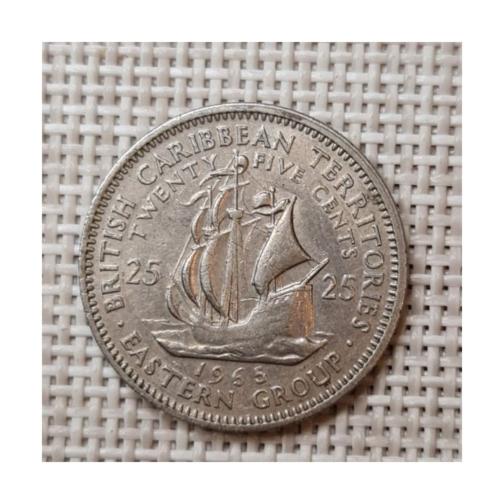 Eastern Caribbean 25 Cents 1965 KM-6 VF