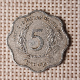 Eastern Caribbean 5 Cents 1984 KM-12 VF