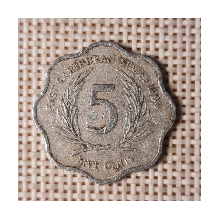 Eastern Caribbean 5 Cents 1984 KM-12 VF