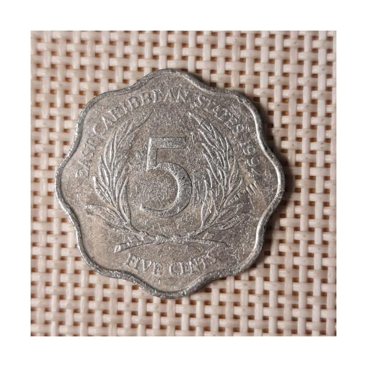 Eastern Caribbean 5 Cents 1994 KM-12 VF