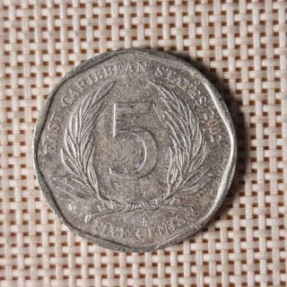 Eastern Caribbean 5 Cents 2002 KM-36 VF
