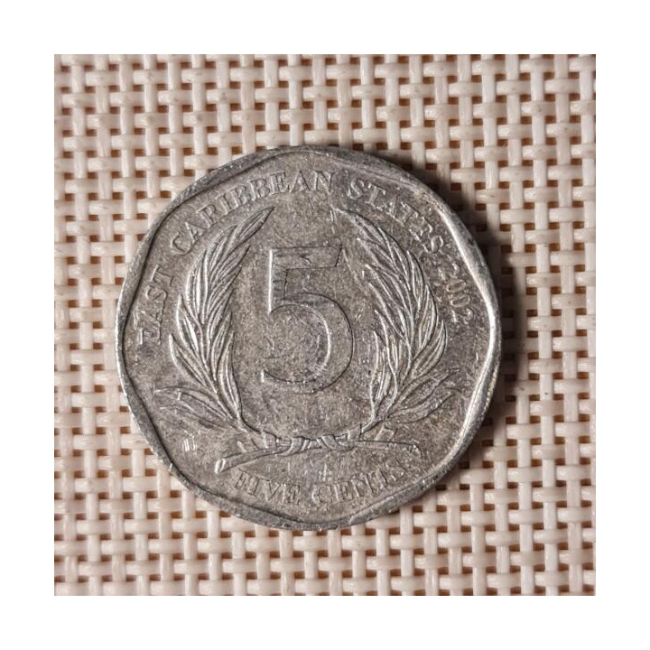 Eastern Caribbean 5 Cents 2002 KM-36 VF