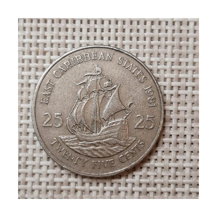 Eastern Caribbean 25 Cents 1981 KM-14 VF