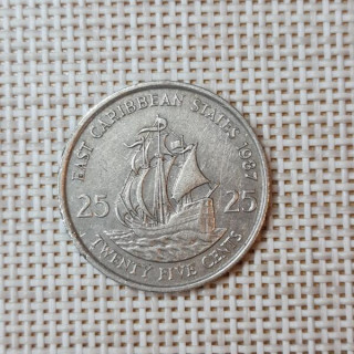 Eastern Caribbean 25 Cents 1987 KM-14 VF