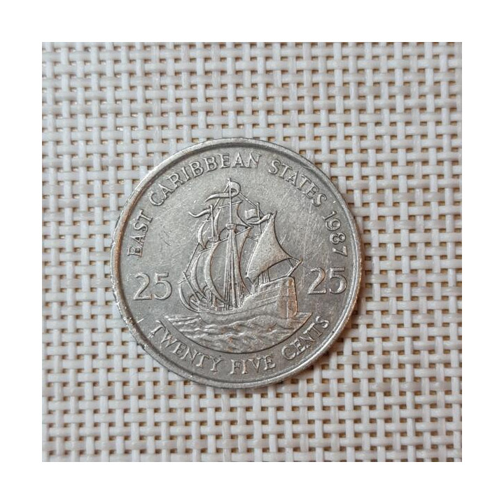Eastern Caribbean 25 Cents 1987 KM-14 VF