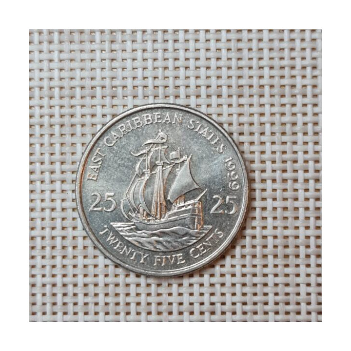 Eastern Caribbean 25 Cents 1999 KM-14 VF