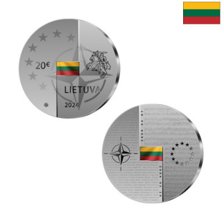Lithuania 20 Euro 2024 "NATO & EU" KM-287 Proof