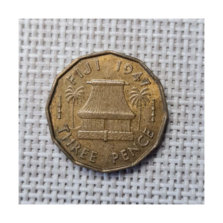 Fiji 3 Pence 1947 KM-15 XF