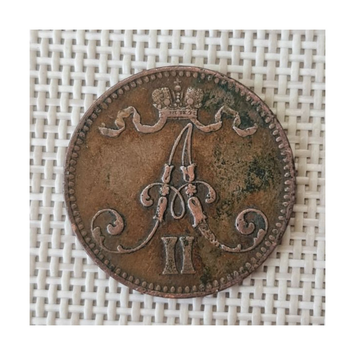 Finland 5 Penniä 1865 KM-4.1 VF