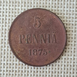 Finland 5 Penniä 1875 KM-4.2 F