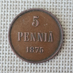 Finland 5 Penniä 1875 KM-4.2 VF