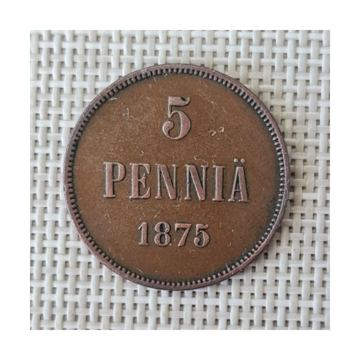Finland 5 Penniä 1875 KM-4.2 VF
