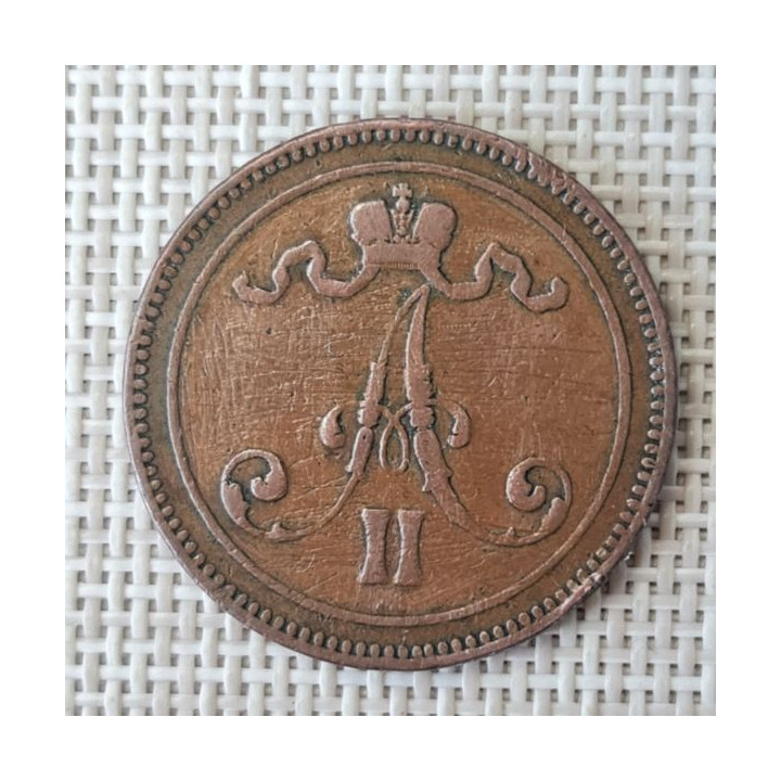 Finland 10 Penniä 1865 KM-5.1 VF