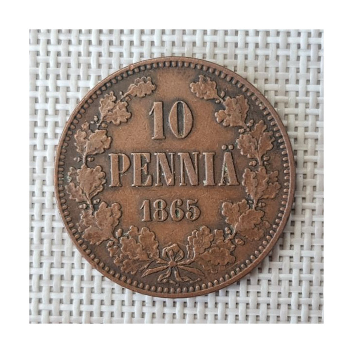 Finland 10 Penniä 1865 KM-5.1 XF