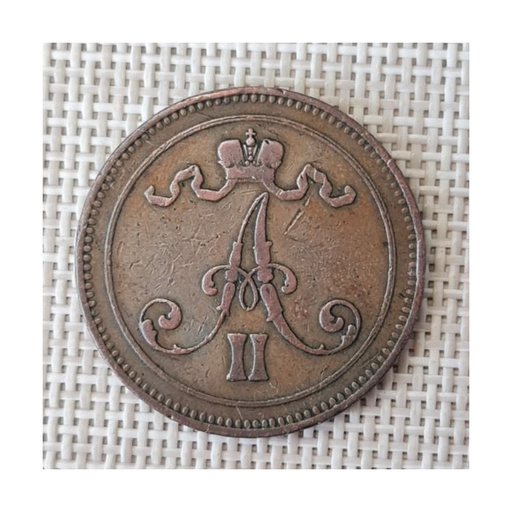 Finland 10 Penniä 1866 KM-5.1 VF