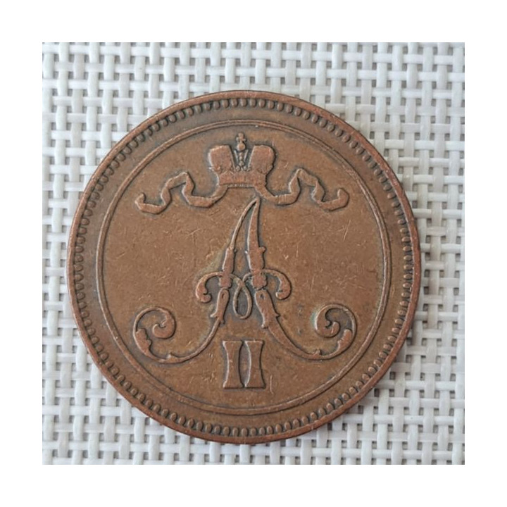 Finland 10 Penniä 1867 KM-5.1 VF