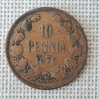 Finland 10 Penniä 1876 KM-5.2 VF