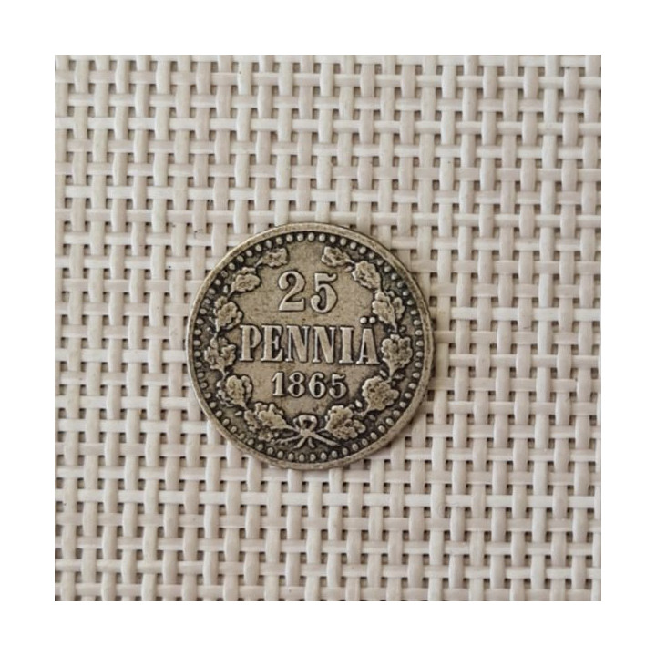 Finland 25 Penniä 1865 KM-6.1 VF
