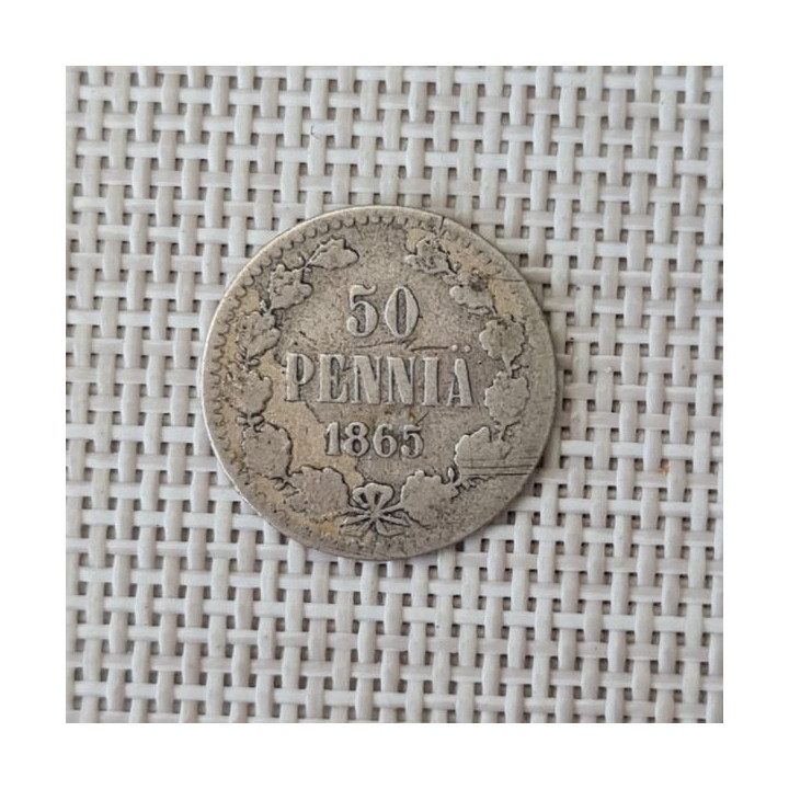Finland 50 Penniä 1865 KM-2.1 F