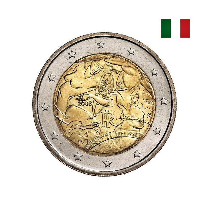 Italy 2 Euro 2008 "Human Rights" UNC