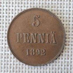 Finland 5 Penniä 1892 KM-11 VF