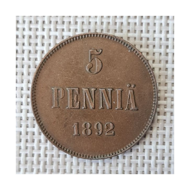 Finland 5 Penniä 1892 KM-11 VF