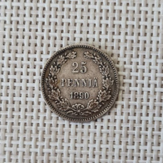 Finland 25 Penniä 1890 KM-6.2 VF