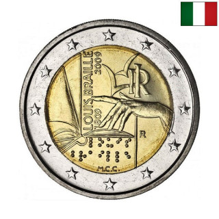 Italy 2 Euro 2009 "Loius Braille" UNC